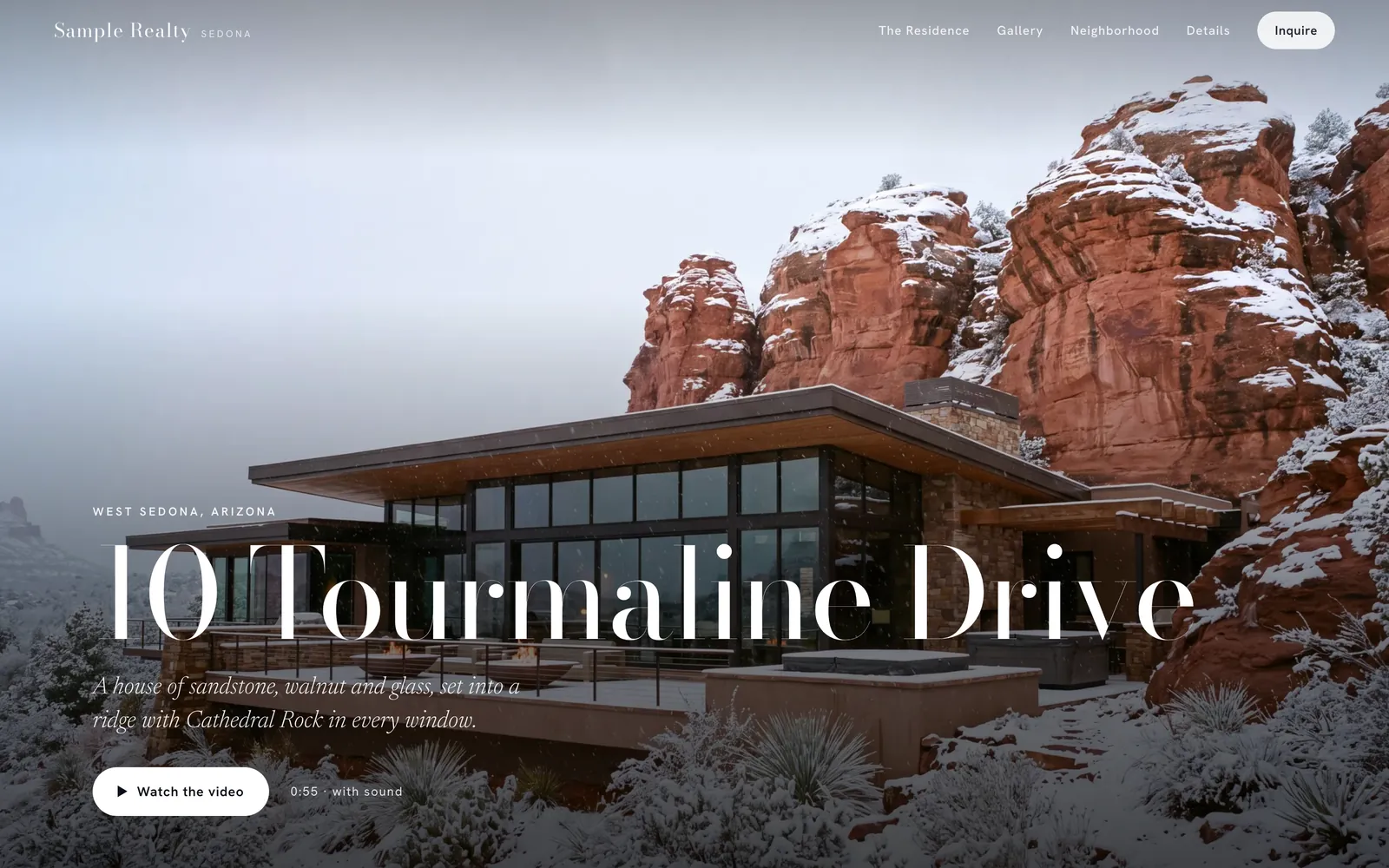 The Editorial style landing page for 10 Tourmaline Drive